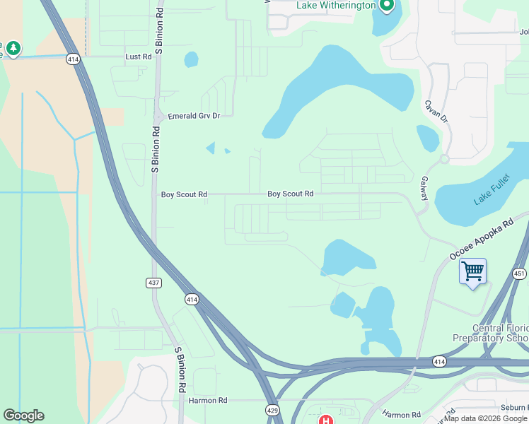 map of restaurants, bars, coffee shops, grocery stores, and more near 1251 South Binion Road in Apopka
