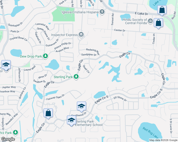 map of restaurants, bars, coffee shops, grocery stores, and more near 124 Fairway Ten Drive in Casselberry