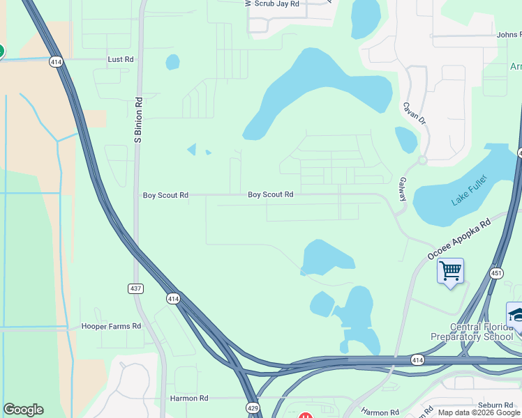 map of restaurants, bars, coffee shops, grocery stores, and more near 2105 Boy Scout Road in Apopka