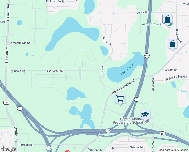 map of restaurants, bars, coffee shops, grocery stores, and more near 1218 Galway Boulevard in Apopka