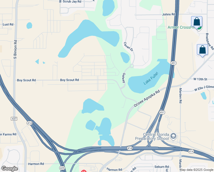 map of restaurants, bars, coffee shops, grocery stores, and more near 1928 Boy Scout Road in Apopka