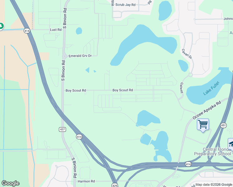 map of restaurants, bars, coffee shops, grocery stores, and more near 2150 Rider Rain Lane in Apopka