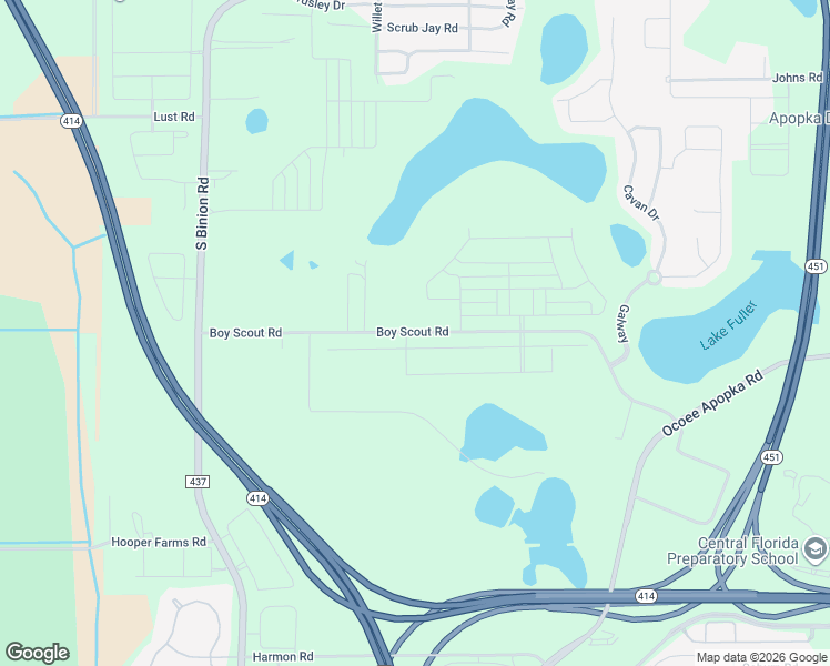 map of restaurants, bars, coffee shops, grocery stores, and more near 2100 Boy Scout Road in Apopka