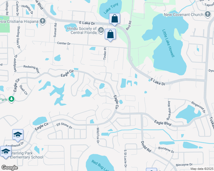 map of restaurants, bars, coffee shops, grocery stores, and more near 268 North Post Way in Casselberry