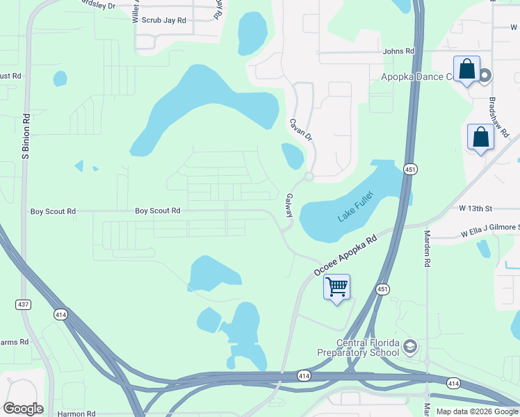 map of restaurants, bars, coffee shops, grocery stores, and more near 1556 Pinecliff Drive in Apopka
