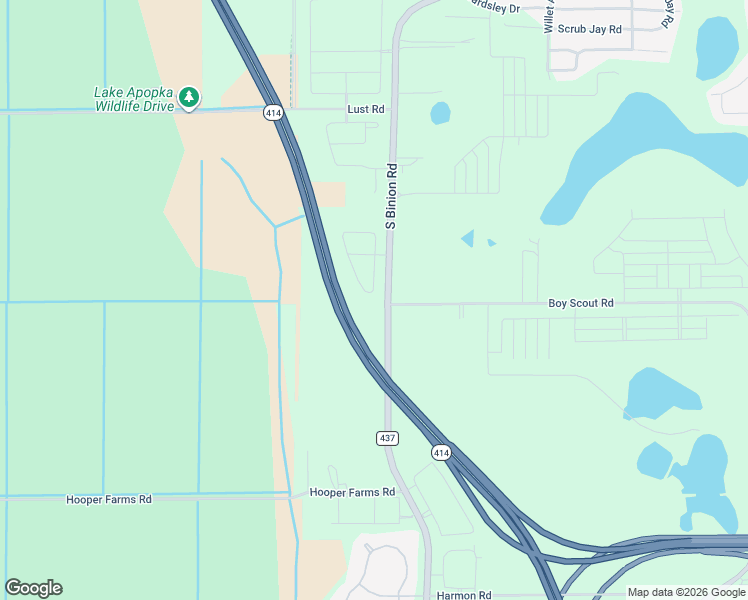 map of restaurants, bars, coffee shops, grocery stores, and more near Florida 414 in Apopka