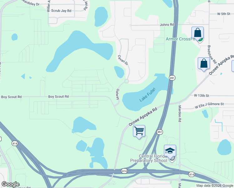 map of restaurants, bars, coffee shops, grocery stores, and more near Galway in Apopka