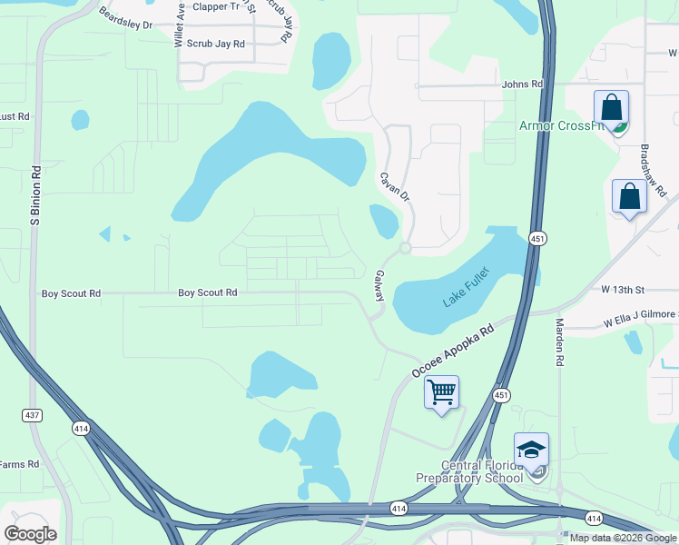 map of restaurants, bars, coffee shops, grocery stores, and more near 20 Galway in Apopka