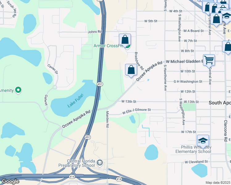 map of restaurants, bars, coffee shops, grocery stores, and more near 1220 Ocoee Apopka Road in Apopka