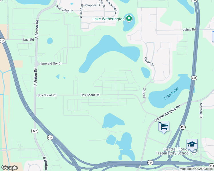 map of restaurants, bars, coffee shops, grocery stores, and more near 1879 Boy Scout Road in Apopka