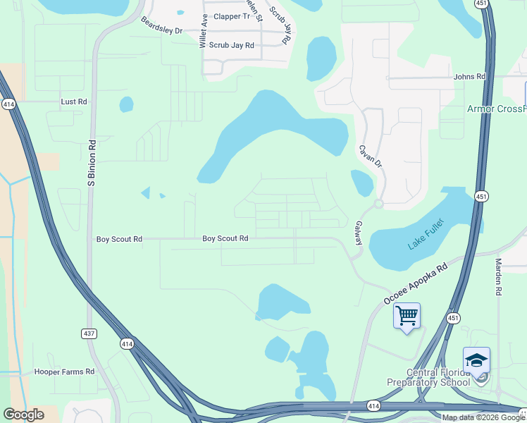 map of restaurants, bars, coffee shops, grocery stores, and more near 1879 Boy Scout Road in Apopka