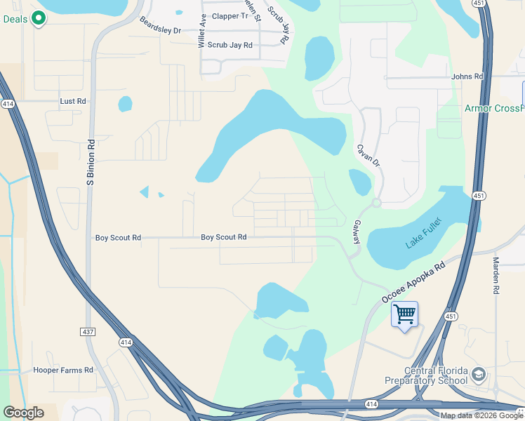 map of restaurants, bars, coffee shops, grocery stores, and more near 1879 Boy Scout Road in Apopka