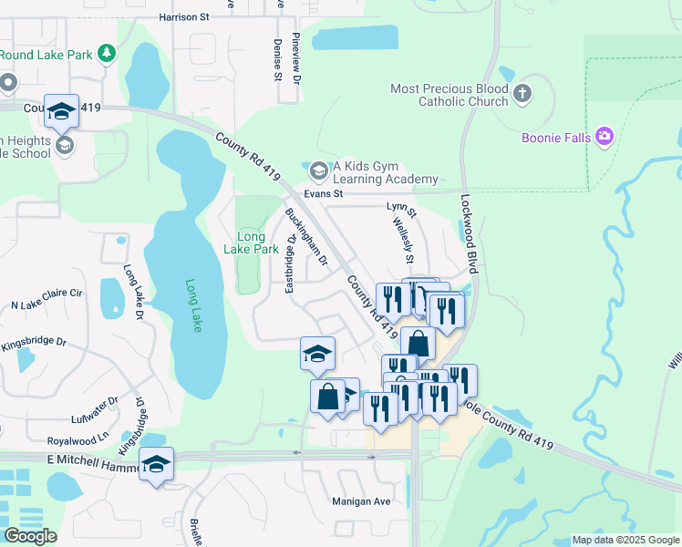 map of restaurants, bars, coffee shops, grocery stores, and more near 1153 Bishop Avenue in Oviedo