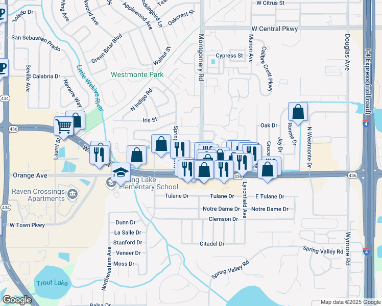 map of restaurants, bars, coffee shops, grocery stores, and more near 510 Derby Dr in Altamonte Springs