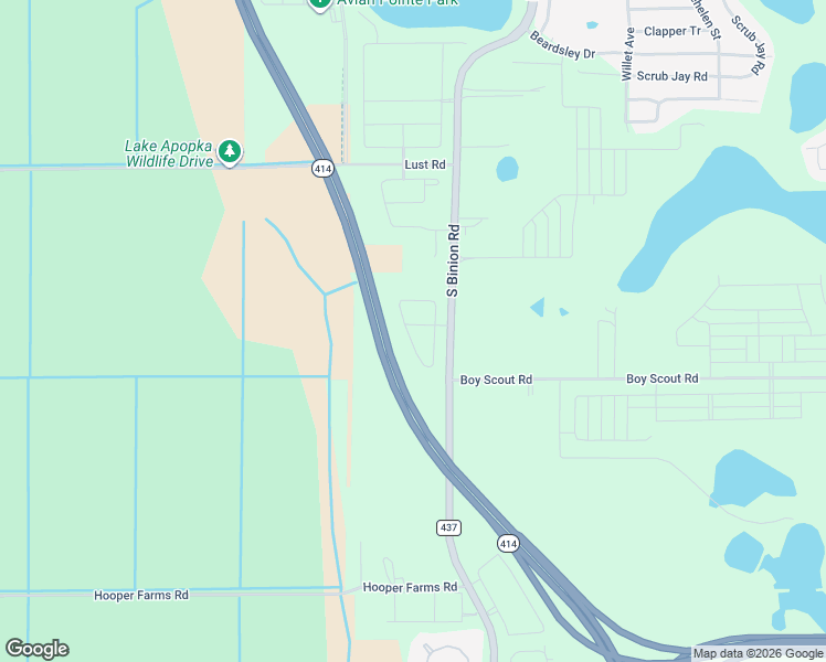 map of restaurants, bars, coffee shops, grocery stores, and more near 1078 South Binion Road in Apopka