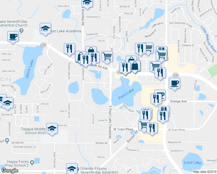 map of restaurants, bars, coffee shops, grocery stores, and more near in Altamonte Springs