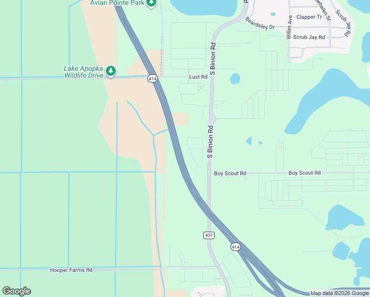 map of restaurants, bars, coffee shops, grocery stores, and more near Florida 414 in Apopka