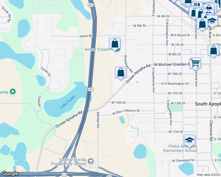 map of restaurants, bars, coffee shops, grocery stores, and more near 1200 Ocoee Apopka Road in Apopka