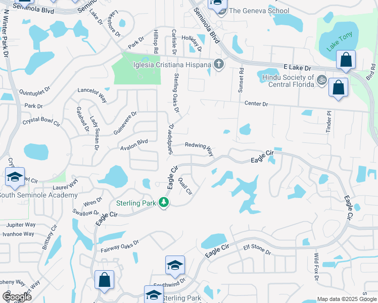 map of restaurants, bars, coffee shops, grocery stores, and more near 320 Sandpiper Drive in Casselberry