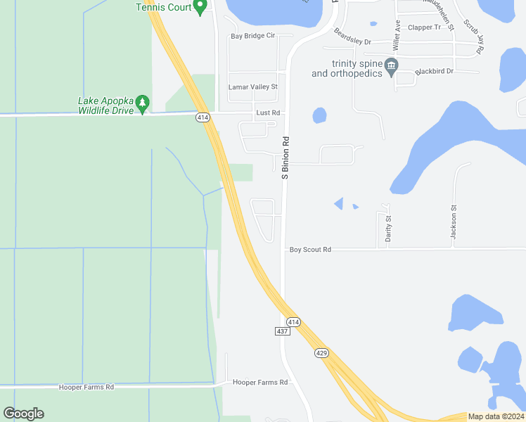 map of restaurants, bars, coffee shops, grocery stores, and more near 1078 South Binion Road in Apopka