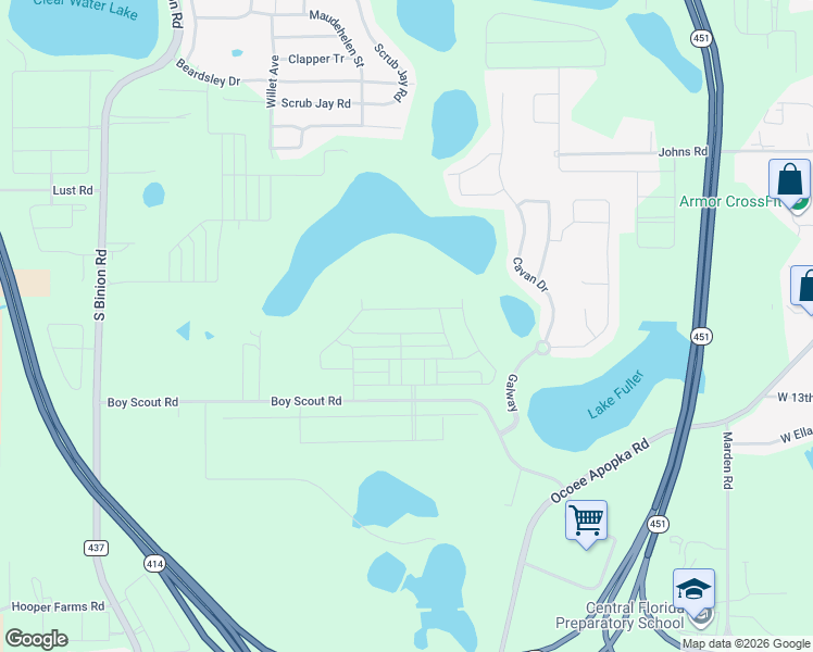 map of restaurants, bars, coffee shops, grocery stores, and more near 1113 Darity Street in Apopka