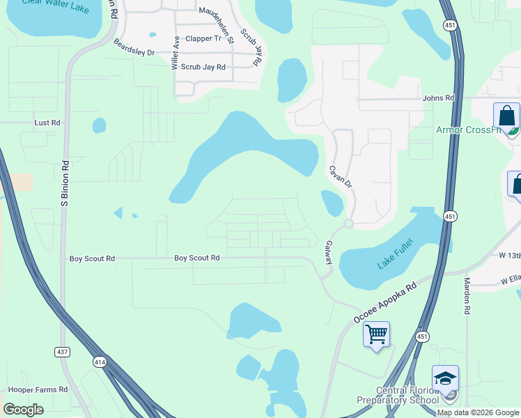 map of restaurants, bars, coffee shops, grocery stores, and more near 1113 Darity Street in Apopka