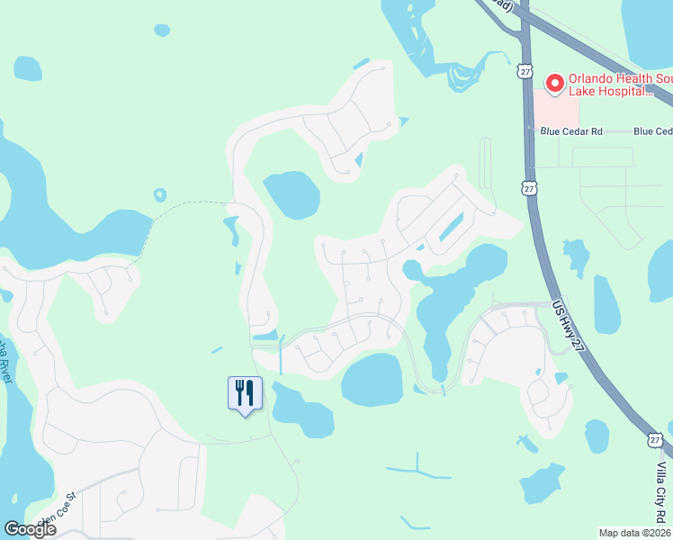 map of restaurants, bars, coffee shops, grocery stores, and more near 5545 King James Avenue in Leesburg