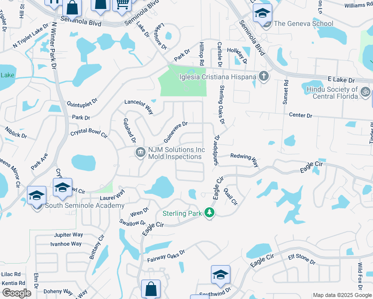 map of restaurants, bars, coffee shops, grocery stores, and more near 1490 Avalon Boulevard in Casselberry