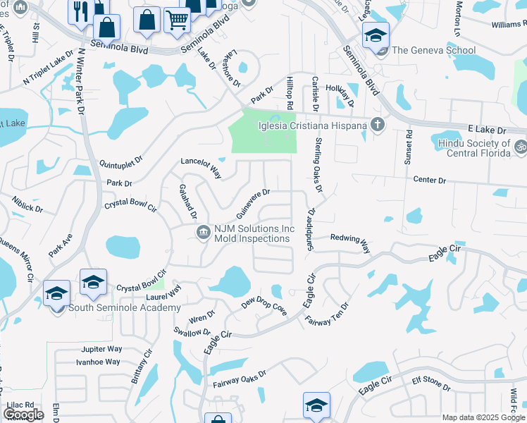 map of restaurants, bars, coffee shops, grocery stores, and more near 1462 Benwick Way in Casselberry