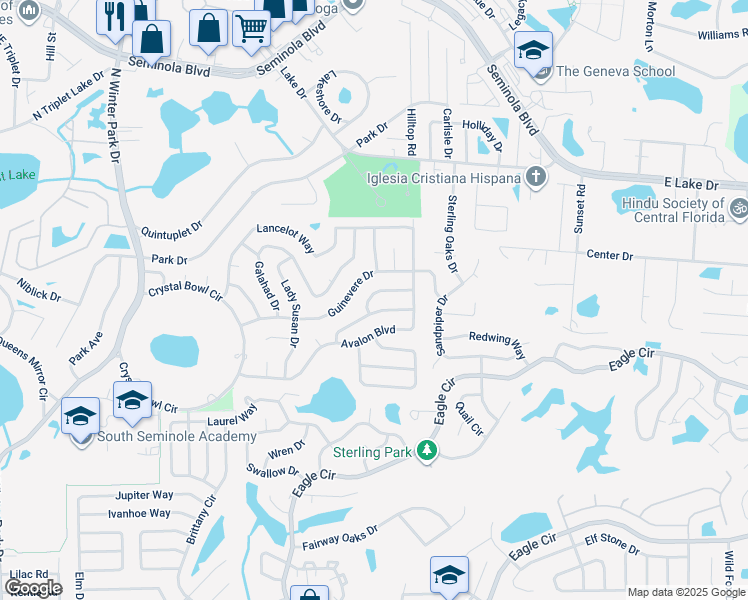 map of restaurants, bars, coffee shops, grocery stores, and more near 1462 Benwick Way in Casselberry