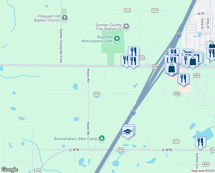 map of restaurants, bars, coffee shops, grocery stores, and more near 2833 West C 48 in Bushnell