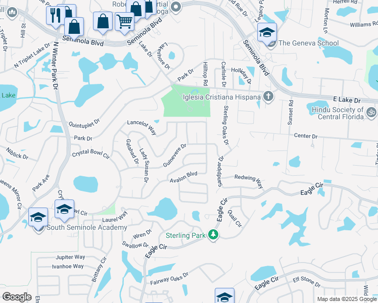map of restaurants, bars, coffee shops, grocery stores, and more near 1462 Benwick Way in Casselberry