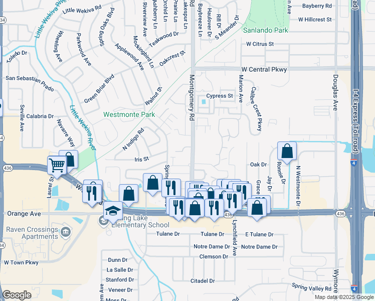 map of restaurants, bars, coffee shops, grocery stores, and more near 358 Montgomery Road in Altamonte Springs