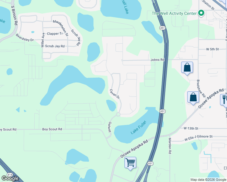 map of restaurants, bars, coffee shops, grocery stores, and more near 929 Cavan Drive in Apopka