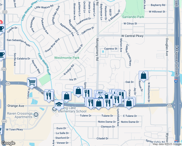map of restaurants, bars, coffee shops, grocery stores, and more near 358 Montgomery Road in Altamonte Springs