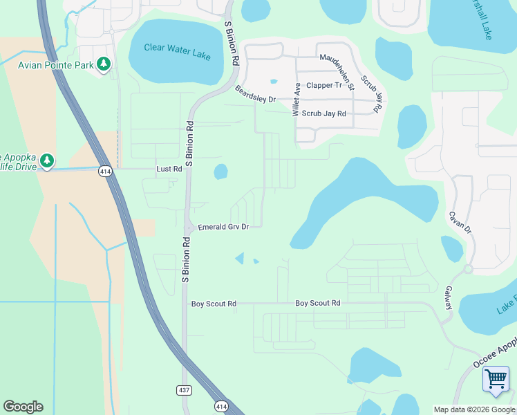 map of restaurants, bars, coffee shops, grocery stores, and more near 2156 Johns Road in Apopka