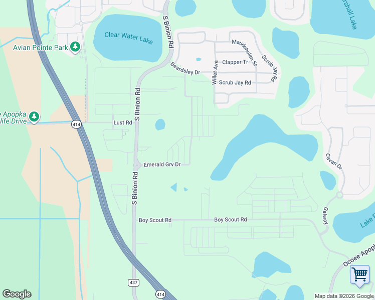 map of restaurants, bars, coffee shops, grocery stores, and more near 2156 Johns Road in Apopka