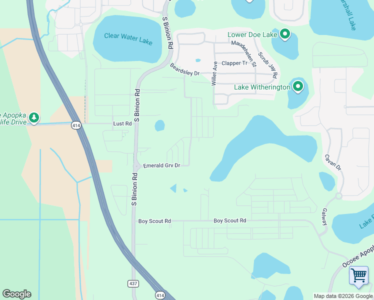map of restaurants, bars, coffee shops, grocery stores, and more near 2182 Johns Road in Apopka