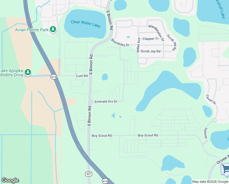 map of restaurants, bars, coffee shops, grocery stores, and more near 2182 Johns Road in Apopka
