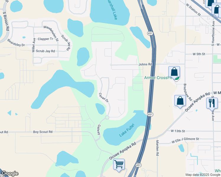map of restaurants, bars, coffee shops, grocery stores, and more near 739 Cavan Drive in Apopka