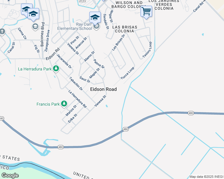 map of restaurants, bars, coffee shops, grocery stores, and more near 780 Rio Circle in Eagle Pass