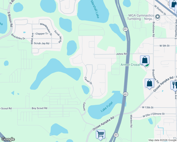 map of restaurants, bars, coffee shops, grocery stores, and more near 891 Cavan Drive in Apopka