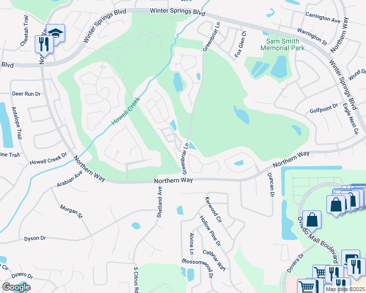 map of restaurants, bars, coffee shops, grocery stores, and more near 969 Troon Trce in Winter Springs