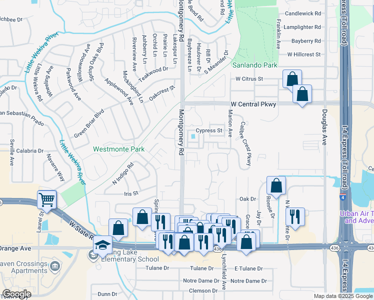 map of restaurants, bars, coffee shops, grocery stores, and more near 495 Tamarack Street in Altamonte Springs