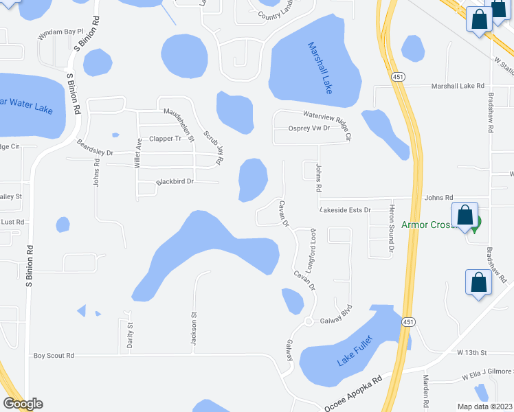 map of restaurants, bars, coffee shops, grocery stores, and more near 1488 Leitrim Loop in Apopka