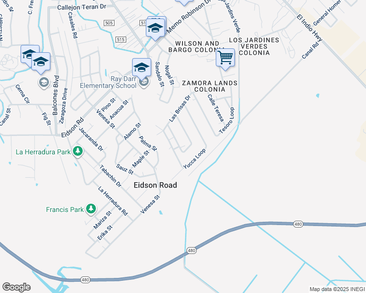map of restaurants, bars, coffee shops, grocery stores, and more near 3243 Fresno Loop in Eagle Pass