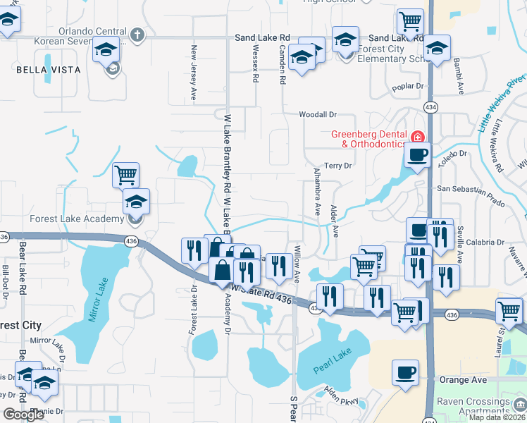 map of restaurants, bars, coffee shops, grocery stores, and more near 2360 Virginia Drive in Altamonte Springs