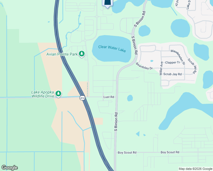 map of restaurants, bars, coffee shops, grocery stores, and more near 2521 Lamar Valley Street in Apopka