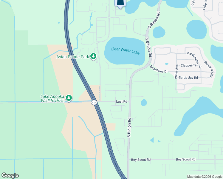 map of restaurants, bars, coffee shops, grocery stores, and more near 2557 Lamar Valley Street in Apopka