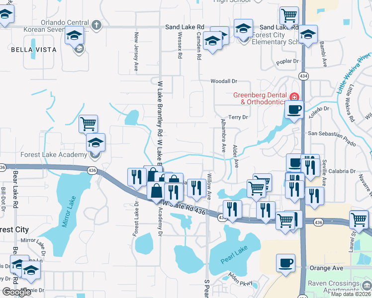 map of restaurants, bars, coffee shops, grocery stores, and more near 2360 Virginia Drive in Altamonte Springs